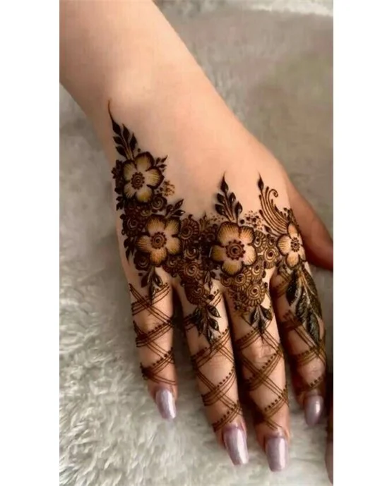 Stunning Overlay Touch Blending Into Back Finger Mehndi Design